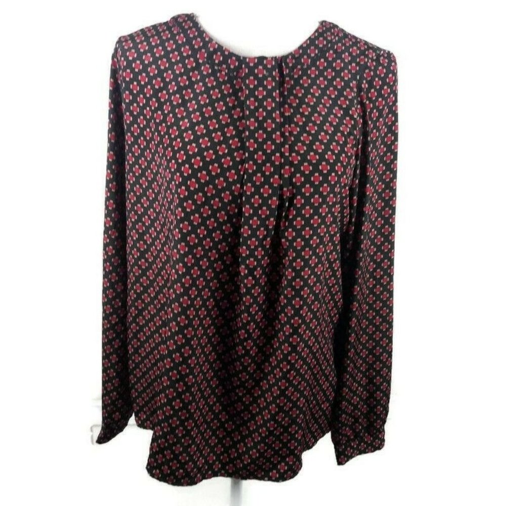 Willi Smith Pleated Neck Dress Shirt Medium Red & Black